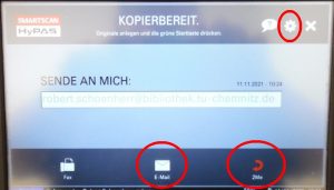 scan to e-mail adresses, basic menu / Scannen an E-Mail Adressen, Basis-Menü