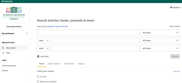 Academic Search Screenshot