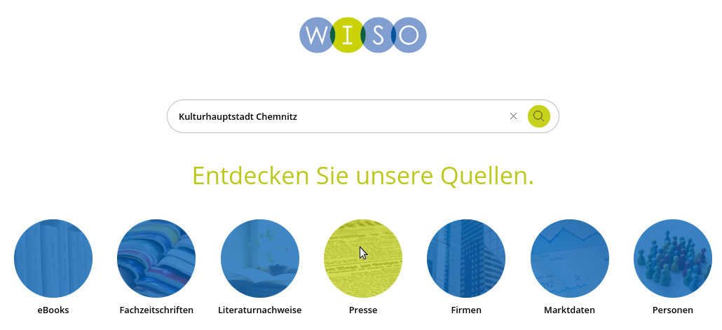 Screenshot WISO Datenbank
