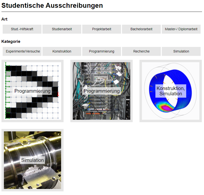 Neue Internetseite für studentische Arbeiten und Stellen