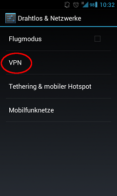 Wählen Sie "VPN"