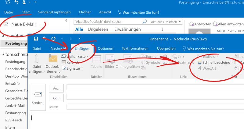 Wo finde ich Textbausteine in Outlook?