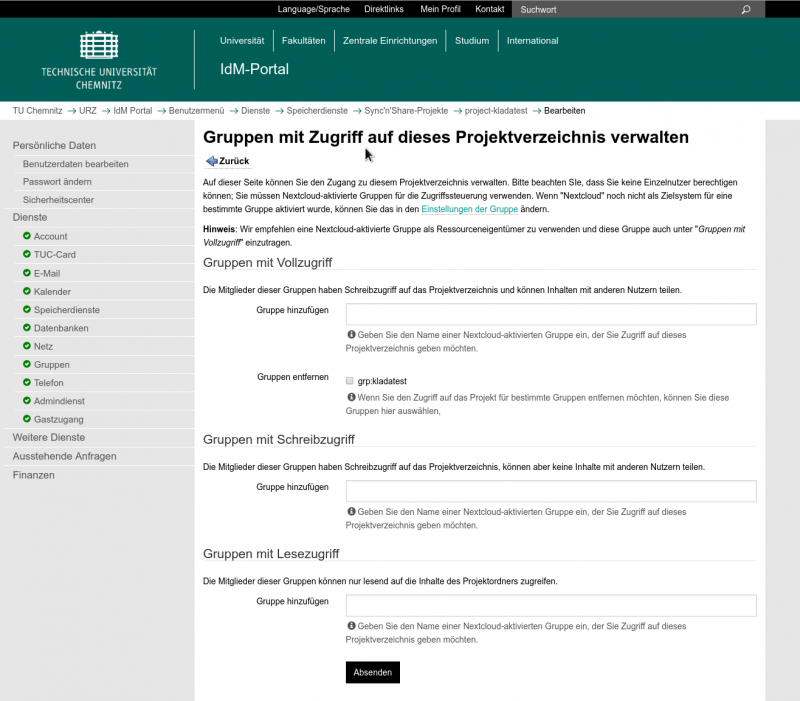 TUCcloud: Projektverzeichnisse – URZ-Community