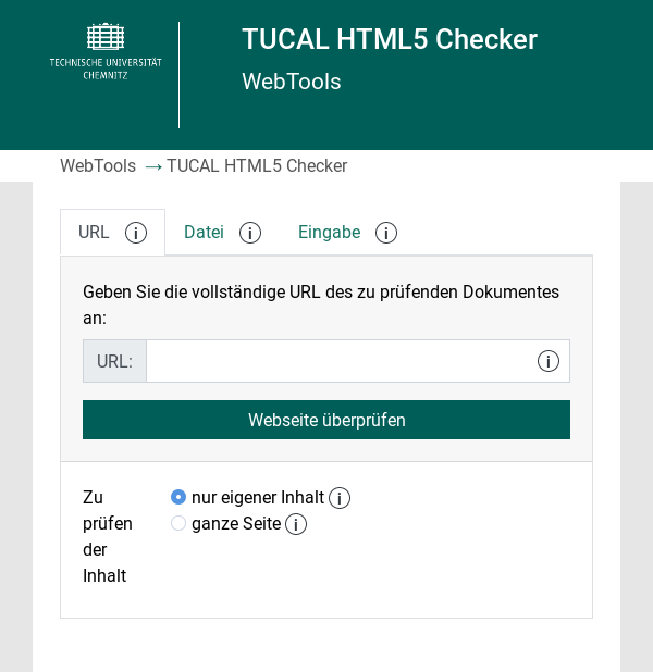 HTML überprüfen mit dem TUCAL HTML5 Checker