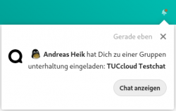 TUCcloud-Chat: Benachrichhtigung