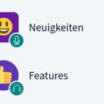 die beiden Teilnehmernamen Features und Neuigkeiten mit Emojis