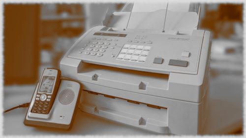 Faxgerät im Büro，Schwarz-weiß-图片