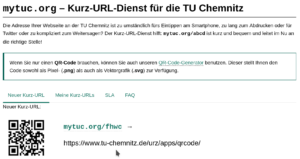 Screenshot Kurzlinkdienst