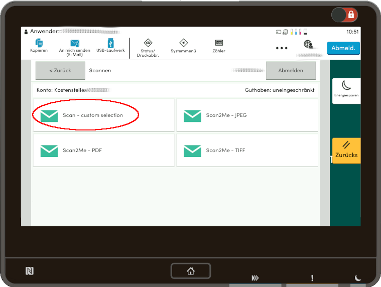 PaperCut-integrierte Scan-App: Senden an andere E-Mail-Adressen