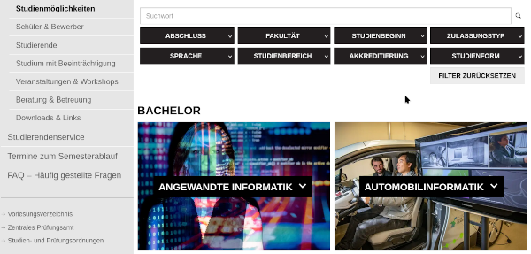 Schnell, smart, nutzerfreundlich: Kontinuierliche Entwicklung der Webseite zu Studienmöglichkeiten